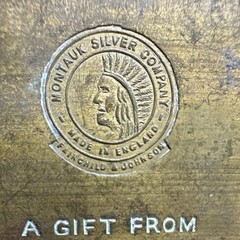 Montauk Silver Co Winchester Brass Belt Buckle 2in Engraved Logo Vintage