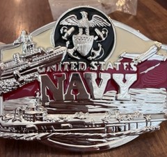 United States Navy Silver Toned Belt Buckle Painted NEW