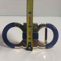 Salvatore Ferragamo Belt Buckle Gold and Navy blue fits belts 1.5” wide blemish