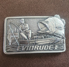 Evinrude Men’s Interchangeable Metal Belt Buckle Fishing Logo Silver 1.5in