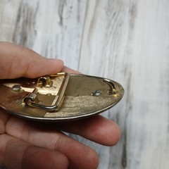 Western Floral Lace Agate Belt Buckle Two Tone Gold Silver Oval Cowboy Boho