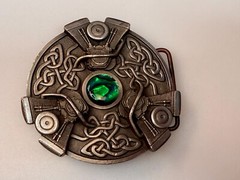 Celtics Knot with Centered Green Stone Gothic Punk 2005 Bergamot Belt Buckle