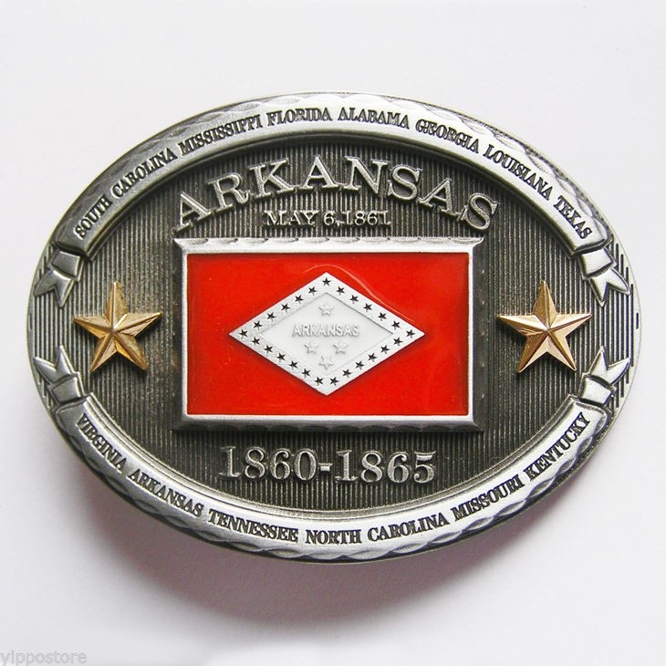 Arkansas AR State Flag Western Metal Belt Buckle