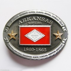 Arkansas AR State Flag Western Metal Belt Buckle