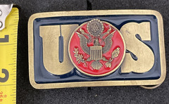 Belt Buckle WWII Eagle Crest Emblem Limited Edition American Blue & Red enamel