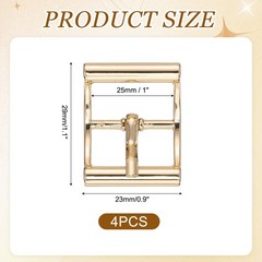 4Pcs Single Prong Belt Buckle 0.75&Prime; ID Curved Bow Buckle for Shoes, Light Gold