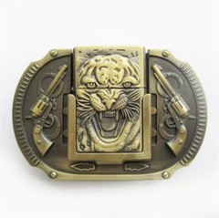 Vintage Bronze Western Tiger Wildlife Lighter Belt Buckle also Stock in US