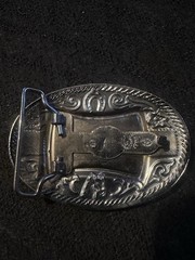 Vintage 1980s Chambers Belt Co Western Horse Belt Buckle Mosaic Glitter Enamel