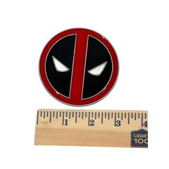 Marvel Deadpool Belt Buckle Mens OS Red Black Enamel Logo Round 3in Comic Core