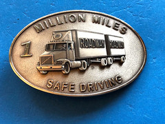 ROADWAY TRANSPORT MILLION MILE SAFETY AWARD BELT BUCKLE ATA PATCH SAFE DRIVER