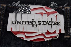NEW Men Women Silver Metal Buckle Fashion United States Of America Flag USA