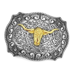 Kirsite Cow Head Belt Buckle for Men- Western Rodeo Cowboy Large Belt Buckles US