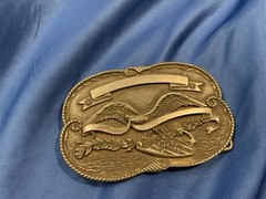 Vintage 1977 Patriotic Patriot Eagle America Stamped r & s Metal Belt Buckle