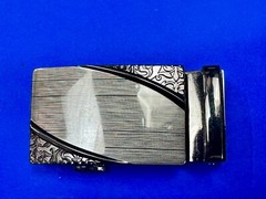 Ornate Flower Swirl Pattern Replacement Silver & Black Color Belt Buckle