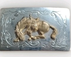 Men&rsquo;s Western Cowboy Engraved Floral Horse Belt Buckle Silver/Gold Tone Metal