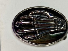 Skeleton Hand Fingers Bones Raised Claw Fingers Gothic Black Oval Belt Buckle