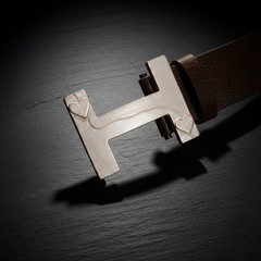 H Belt Buckle Smooth Silver Tone Classic Sporty Metal Buckle