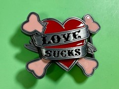 LOVE SUCKS Red Hearts Pink Crossbones Ladies Buckle Rage Belt Buckle