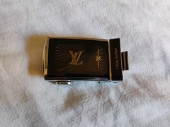Rare vintage Men Louis Vuitton Rachet Belt Buckle black silver logo LV