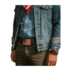 Men Women Belt Buckle Metal Silver United State America USA Flag 4th July Style