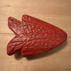 Vintage Horn Hand Made Carved Signed HT.98 Painted Red Arrow Pants Belt Buckle