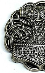 Thor&rsquo;s Hammer Belt Buckle Viking Celtic Raven Skane Metal Pewter Buckle Only