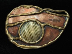QK11157 *NOS* REALLY COOL **ABSTRACT ARTWORK** SOLID BRASS BELT BUCKLE