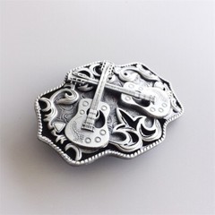 Western Country Cross Guitar Music Black Enamel Metal Belt Buckle
