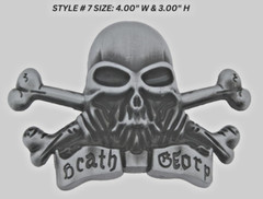 Skull Belt Buckles Gray Metal Vintage Skeleton Crossbones Pirate Halloween Party