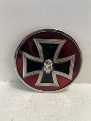 – Belt Buckle Maltese Cross With Alien Goth Creepy Horror