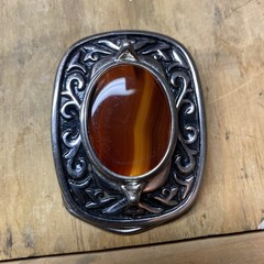 vintage AGATE belt buckle GEMSTONE polished inset stone WESTERN cowboy