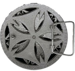 BELT BUCKLE -Spinner Rotating Gao Shi Zhuang Chrome Buckle 3.5&Prime; Diameter