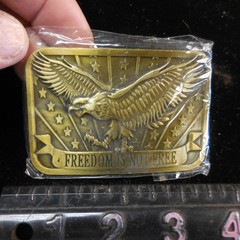 FREEDOM IS NOT FREE Eagle USA Belt Buckle 2×3 Made 2014 Sponsor Brass or Bronze