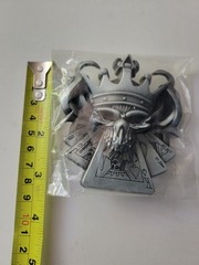 Skull With Crown And Cards Belt Buckle