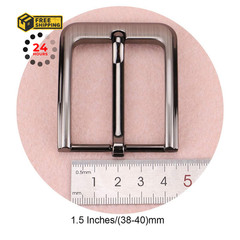1.5 Inches (38-40 mm) Belt Buckle Single Prong Square Replacement Grey07
