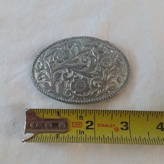 Antique Vintage Silver Western Flower Cowgirl Oval Belt Buckle