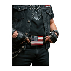 Men Women Belt Buckle Metal Silver United State America USA Flag 4th July Style