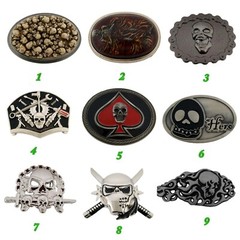 Sugar Skull Belt Buckle Tattoo Halloween Party Costume Style Pirate Flaming Men