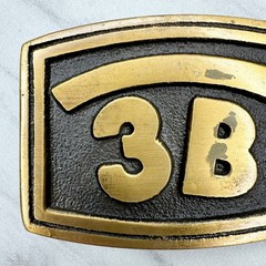 Vintage Spec Cast 3B Belt Buckle Brass Tone Metal