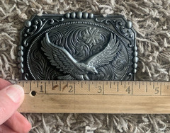 Soaring Eagle Belt Buckle Silver Colored Metal Fits 1.5&Prime; Width Belts 4.25&Prime;x3.25&Prime;