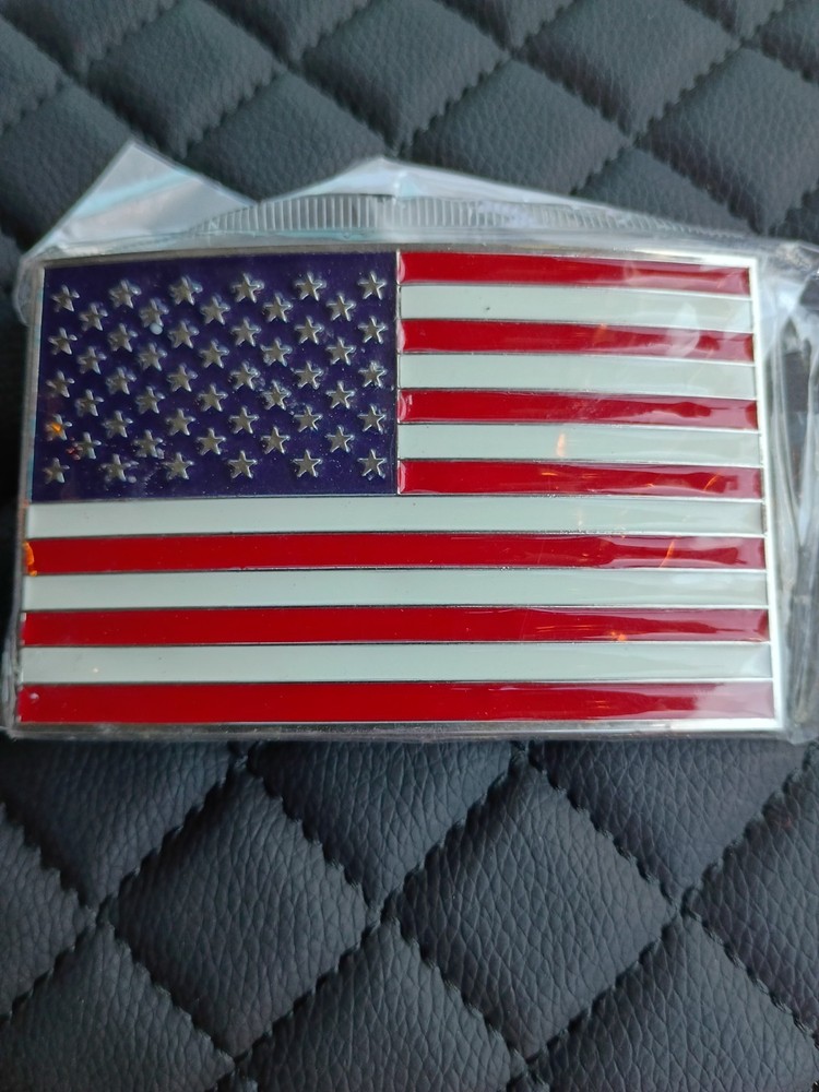 Glossy, Patriotic U.S.A. U.S. American Flag metal belt Buckle, New!