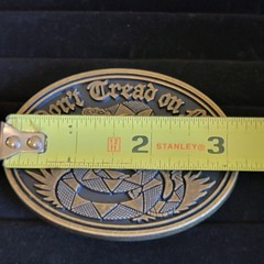 Don&rsquo;t Tread On Me Biker Belt Buckle Gadsden Flag & Snake Antique Bronze Finish