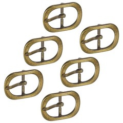 6Pcs 0.75&Prime; Single Prong Belt Buckle DIY Oval Center Bar Buckle Brass