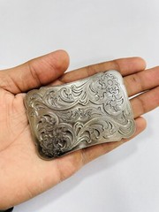 Western Designer Buckle In Silver Antique Color Plate Buckle Unisex Handmade 1.5