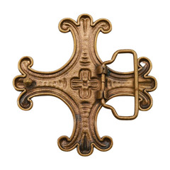 New Men Women Belt Buckle Antique Gold Metal Jeremiah Cross Saint Maurice Church