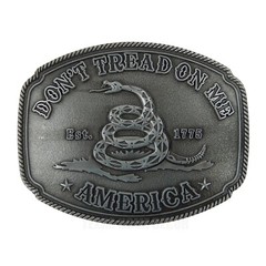 America Don&rsquo;t Tread On Me Gadsden Flag Snake Belt Buckle Antique Silver Tone