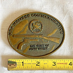 Vintage NRA Member Commemorative Belt Buckle Guns of John Wayne Bronze Tone