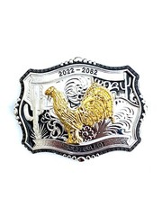 Western Buckle Gold Black Silver Rooster Cowboy 2 »Buckle Hebilla Vaquero Gallo