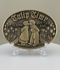 Tulip Time 1987 Pella Iowa Solid Brass Belt Buckle Limited Edition Heavy ADM