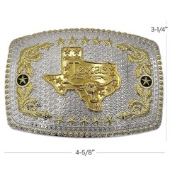 Oversize TEXAS STATE Flag SILVER & GOLD Belt Buckle Cowboy Cowgirl Rodeo LARGE